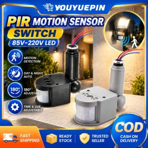 Youyuepin chuyển động PIR Công tắc cảm biến AC85V-265V điện áp rộng con người hồng ngoại cơ thể Detector cho đèn LED có thể điều chỉnh thời gian cảm biến IP44 không thấm nước