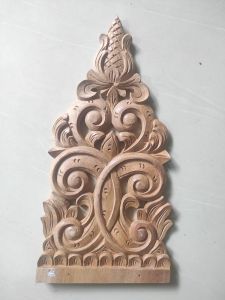 Tempelan Soko Kayu Jati Ukiran Jeporo 20 X 40 X Tebal 2 Cm