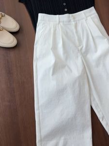 Loose High Waist White Casual Pants Summer Thin High-End Slim Straight Leg Pants Comfortable Breezy Style Womens Fashion