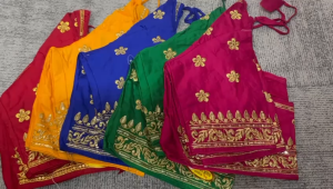 Womens Fashion Rayon Readymade Saree Blouse | Embroidered Short Sleeve Design Stiched Blouse | Size - 34 | Multi Color Available | Pack of 1 pc