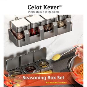 Stainless Steel Spice Container Set Home Kitchen Wall-Mounted
