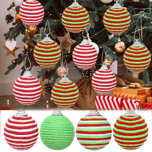 4Pcs Christmas Twine Balls Set Red White Hemp Rope Swirly Hanging Ornament Balls for Christmas Decoration 2025 Party Supply
