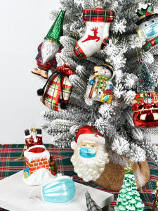 Trang Trí Giáng Sinh Thủy Tinh Sơn Màu Treo Gấu Già Chaussette Noël Cây Thông Trang Trí Phụ Kiện Lễ Hội Quà Tặng