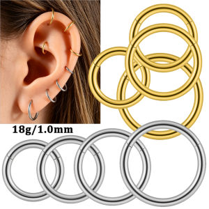 1/5PCS Simple Surgical Steel Round Nose Septum Lip Clicker Ear Lip Nose Cartilage Helix Daith Tragus Conch Earring 5/6/7/8mm
