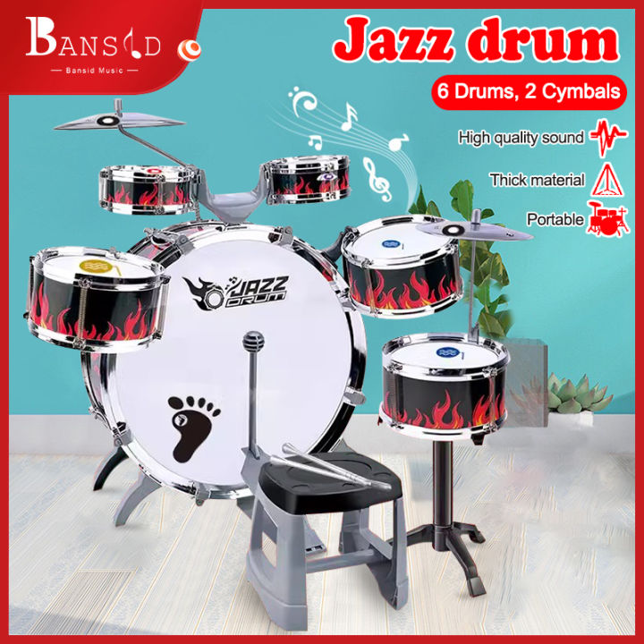 Toddler Drum Kit Musical Instruments Kids Jazz Drum Kit with Stool