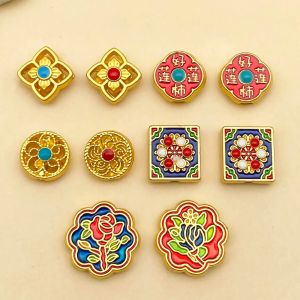 10pcs/lot of gold-plated alloy bead jewelrylotus cube spacer beadshandmade DIY necklacebraceletearringkeychain accessories