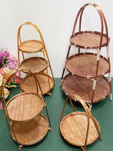 Bamboo Woven Fruit Basket Stove Tea Cooking Multi-Layer Dim Sum Rack Wedding Fruit Plate Satchel Bamboo Basket Bamboo Dustpan Woven Bamboo Basket