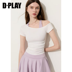 D-PLAY | Áo Blouse Phong Cách Ôm Sơ Mi Hồng
