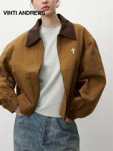 Contrast Collar Zipper Jacket