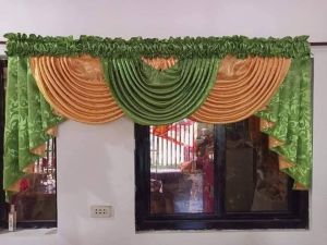 Jacquard satin 3 loops valance curtain (size 65" wide) pwede pa po iadjust ang size chat lang po kau