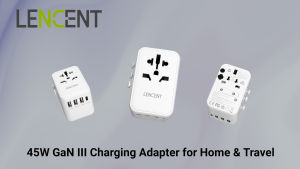 LENCENT GaN III 45W PD Fast Charger Universal Travel Adapter International Charger with 3 USB Ports & 2 USB-C PD Fast Charging Adaptor All in One Worldwide Wall Charger Converter for iPhone Samsung Laptops Type A/C/G/I (USA/UK/EU/AUS) Color White