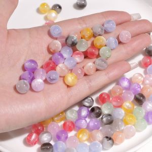 10mm/12mm Resin Cat Eye Color Changing Round Beads shaped large hole pillar Loose Spacer Beads For Handmade Bracelet Necklace Earring Keychain DIY Craft Jewelry Making Accessories
