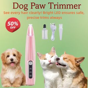 Professional Pet Paw Trimmer LED Light Quiet Waterproof Grooming Clipper USB-C Fast Charge Precision Shaver for Pets