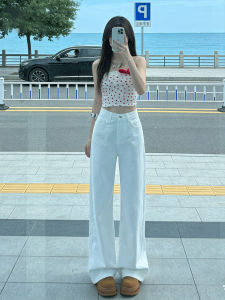 QIANCHANGNAAI | American Minimalist Style Straight Leg Flare Jeans for Women