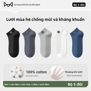 Tất thể thao MiiOW nam làm bằng cotton nguyên chất ngắn mỏng thoáng khí chống mùi kháng khuẩn