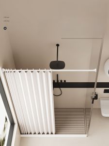 Waterproof Foldable Shower Curtain Magnetic Anti-Mold Set High-End Invisible Partition Curtain for Bathroom Nordic Style Linen