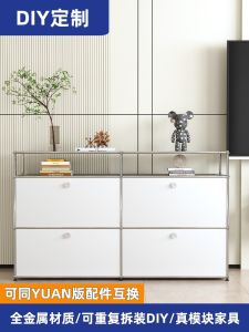 Modern Minimalist Stainless Steel Combination TV Cabinet Vintage Sideboard Storage Organizer Wardrobe Simple Metal Furniture