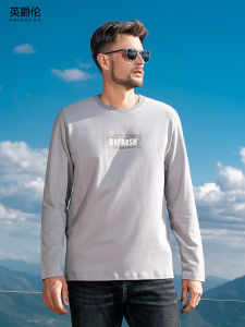 Áo Thun Cotton Dài Tay Enjeolon 230g Dành Cho Nam Mùa Thu Đông Mới in Chữ Inlay Áo Phông Thoải Mái Thường Ngày