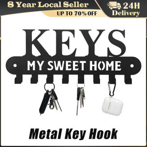 Sweet Home Black Metal Balcony Wall-mounted Clothes Rack Key Holder Kitchen Organizer Bathroom Rangement Hooks Hangers Storage