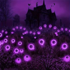 1PC 6LED Solar Ghost Eye Plug in Light Stringused for Halloweenautumn harvestgardencourtyardlawn decoration