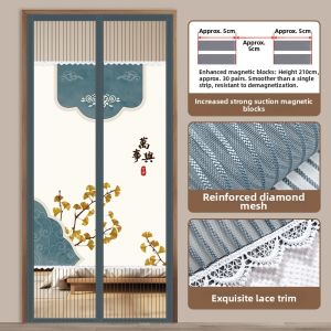 Mosquito Repelling Privacy Magnetic Door Curtain Summer Use No-Drilling