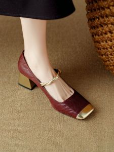 สบายรองเท้าแต่งงานสีแดงสําหรับผู้หญิงใหม่สไตล์จีนรองเท้าส้นสูงสองทางรองเท้าแต่งงานฝรั่งเศส < Ne1> วินเทจสายเดียว