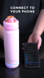 La gourmet Hydrotune 500ml Thermal Bottle (White / Pink) | Rechargeable Bluetooth Speaker | Leak proof | Shock-Resistant