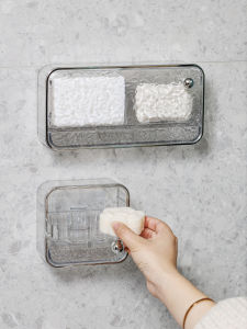 Hộp Đựng Xà Phòng Treo Tường Sang Trọng Trong Suốt Phòng Tắm Chống Bụi Không Cần Khoan Kệ Đựng Xà Phòng Bằng Nhựa