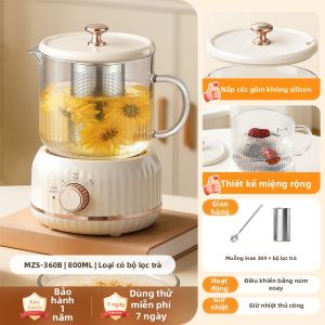 CECON | Bộ Ấm Chén Kính Duy Trì Nhiệt Độ Pha Trà Thảo Mộc Mini Cho Văn Phòng