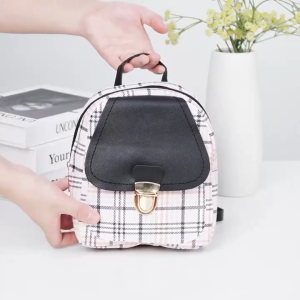 WENKEN SHOP#2023 Women`s Plaid PU Leather Backpack for Women - Casual Style with Front Pocket