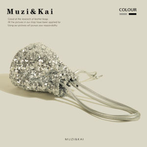 Fashionable Glitter Underarm Bucket Bag Womens Handbag Single Shoulder Soft Handle Spring Summer New Arrival MuziKai