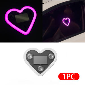 Solar Glowing Heart Ambient Light Wiring Free Rechargeable LED Atmosphere Neon Lamp For Car Interior Triangle Window Decoration