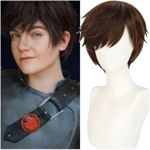 Short Brown Wig Cosplay Dark Brown Anime Wig Men Short Spiky Wigs Wavy Synthetic Hair for Halloween Party Event