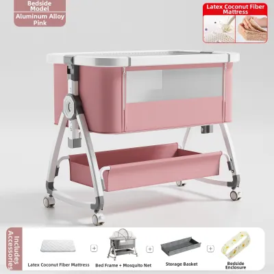 MENGQISI | Foldable Portable Multifunctional Baby Crib with Bed Bell