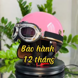Mũ bảo hiểm xe máy nửa đầu RONA PUG kèm kính phi công viền bạc nón bảo hiểm freesize cho nam và nữ có ốp tai da - Giya Helmet