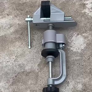 New 2-In-1 360 Degree Rotating Table Vise Multifunctional Aluminium Alloy Swivel Bench Clamp Electric Drill Stand Rotating Tool