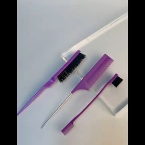 3 Piece Hair Brush Set with Mouse Tail Comb – Perfect Addition to Your Hair Care Routine Dual Sided Edge Brush & Rat Tail Comb & Teasing Comb