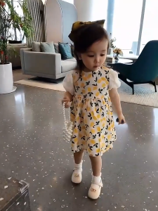 👧👗🍋เดรสลายดอกเด็กหญิง 2025 เซตใหม่ฤดูร้อน ลายเลมอนลายการ์ตูน ชุดเจ้าหญิง เนื้อผ้าเบาสบาย สดใส🌼👑