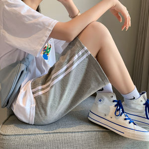 Sports Shorts Mens and Womens Summer Loose Plus Size High Waist Slimming outside Wear Two and Three Bars Casual Wide Leg Pants