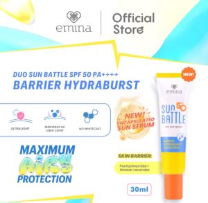 RRS ❤️ EMINA - Sun Battle Spf 50 Pa++++ Cica Acne Fighter Sunscreen 30ml | Emina Sun Battle SPF 50 PA++++ Hydrabrust Sunscreen 30ml | Original