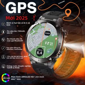 Đồng Hồ Thông Minh GPS Ngoài Trời 2025 Chống Nước 10ATM Màn Hình AMOLED HD GNSS Hai Băng Tần Đồng Hồ Thể Thao Quân Sự Dành Cho Nam