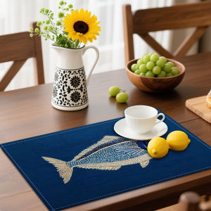 【Water Ripple Fish】Art Style Placemat Blue Series Modern Home Kitchen Placemat