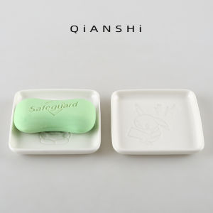 Hộp Đựng Xà Phòng Gốm Sứ Hình Chữ Nhật Màu Trắng Hoạt Hình Không Cần Khoan Dùng Trong Nhà Tắm Để Bàn Rửa Tay