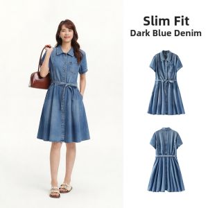 Semir | Mall-quality Summer Slim-fit Waist Belted Denim Dress