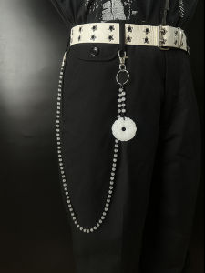 Handmade New Chinese Style Imitation Turpan Jade Mens Pants Chain Beaded Waist Chain Ethnic Style Alloy Buckle Mens Belt