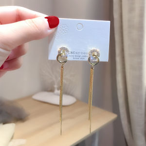 925 Silver Needle Long Womens Fashionable Tassel Earrings round Ring Ear Jewelry Alloy Plated Silver Gold Fresh out New Model