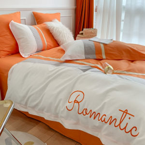 Luxurious Pure Cotton Bedding Set 100% Cotton Quilt Cover Sheet Bed Skirt Modern American Style Bed Linens Four-Piece Set