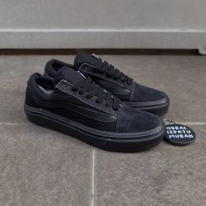 OBRAL SEPATU SNEAKERS VANESSS OLD SCHOOL TRIPLE BLACK 36-43 SEPATU HITAM POLOS VULCANIZED FULL BLACK MURAH 100%