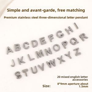 Handmade Titanium Steel Pendant Necklace Bracelet Beads Charms DIY Accessories Material 26 English Alphabet Letters