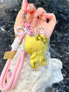 HELLO KITTY Key Chain 20mg Foot Gold 999 Cell Phone Chain Bag Pendant Gifts for Girlfriends